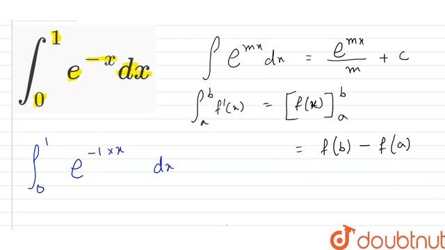 `int_(0)^(1)e^(-x)dx`