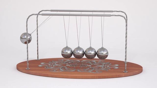 Animation of Newton's pendulum in Autodesk Maya.