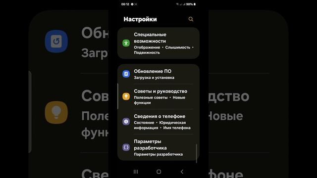 Samsung A55 5G включение, выключение режима разработчика