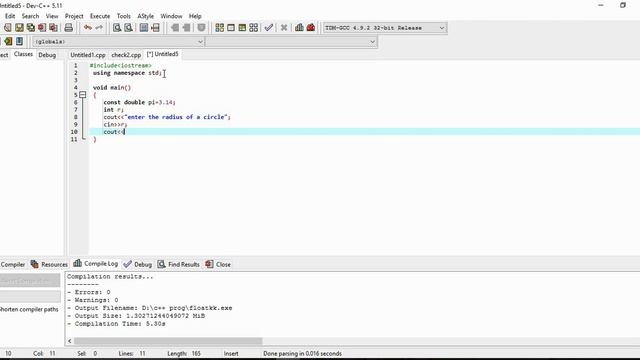 c++  program area of circle