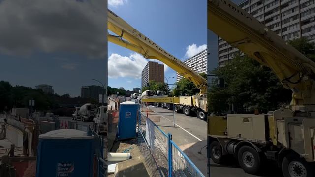 Three big-booms pumping 1500 cubic yards of concrete!!! #concretepump #concretepumping #putzmeister