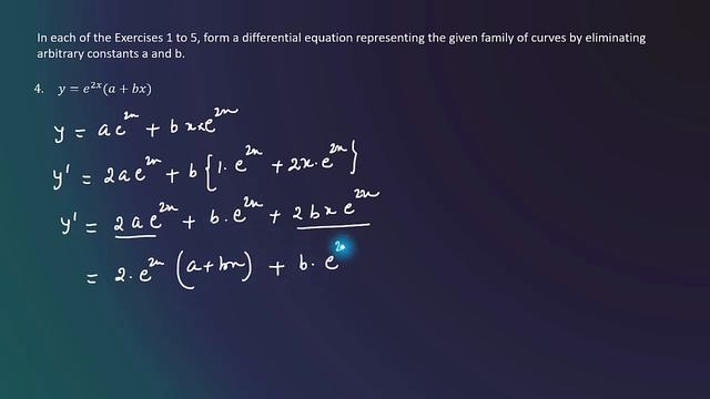 y=e^2x(a+bx) Formation of Differential Equation Class 12 Maths Exercise 9.3