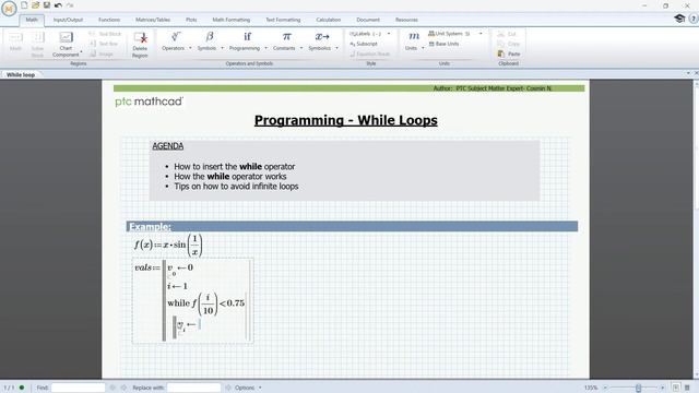 Programming While Loops in PTC Mathcad Prime