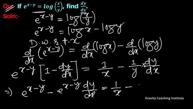 Q61 | If E^(x-y)=log(x/y), Find Dy/dx.