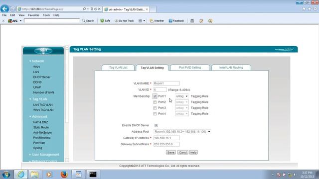 How to configure Tag VLAN on UTT router?