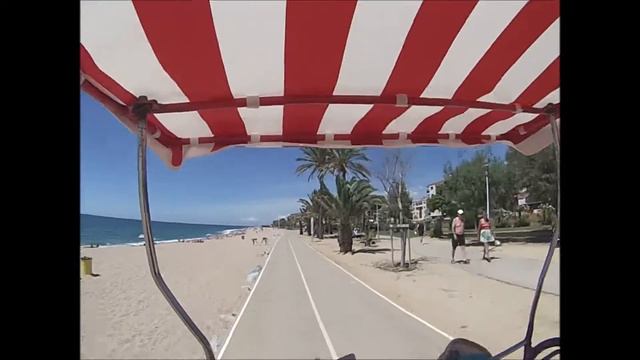 Tandem Bike Ride through Pineda de Mar's Promenade