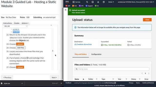 AWS Academy: Module 3 Guided Lab - Hosting a Static Website