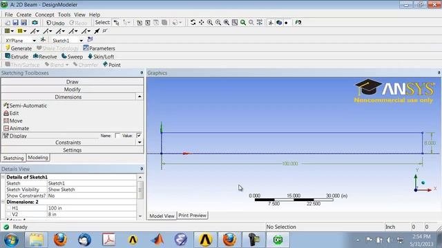 Planar Approximations Of A 2D Beam Analysis Using Ansys Mechanical – Geometry