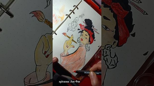 простой рисунок " художник в работе"
