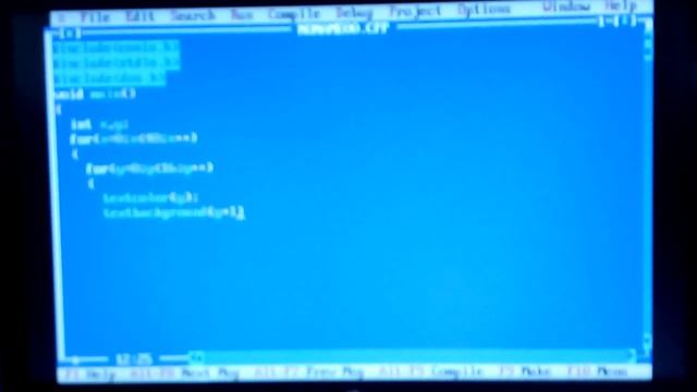 C/C++ program using textcolor and textbackground function.
