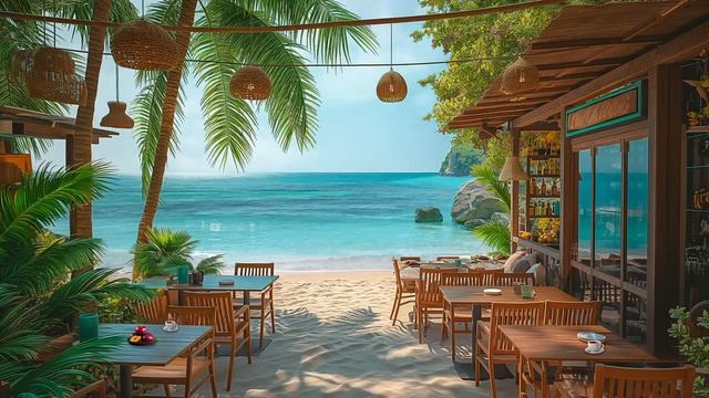 Seaside Harmony Cafe With Bossa Nova | Music Relaxing Ocean Waves & Atmosphere Every or Good Mood
