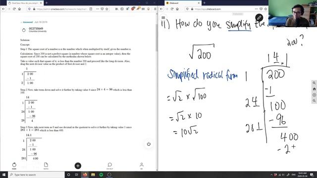 How do you simplify the square root of 200?