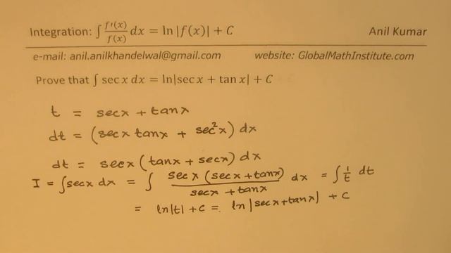 Integration Prove that ∫cos2x/(cosx+sinx )^2 dx = ln|cosx+sinx |+c Trigonometric Functions