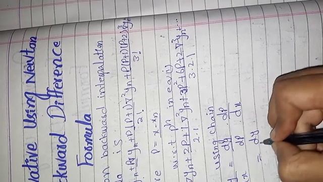 Derivative using Newton Backward Different formula | good study