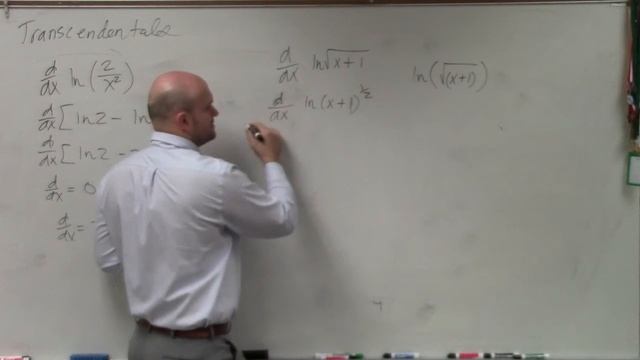 Using power rule with square root to take derivative on a logarithm