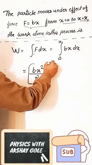 The particle moves under effect of force F=bx from x=0 to x=x1. The work done in this process is.