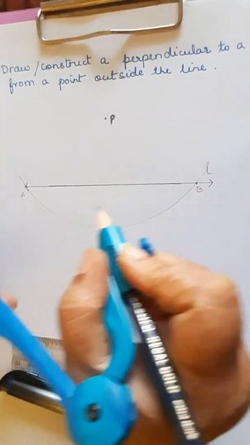 Construct a perpendicular  from a point outside the line