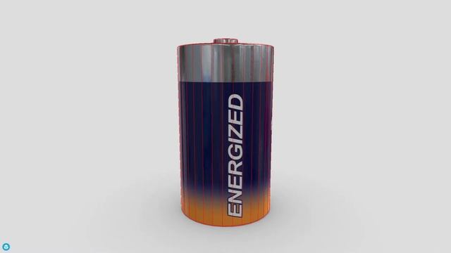 Battery D - low poly PBR 3d model