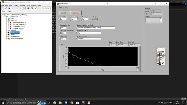 LabVIEW Train Neural Net using Global Optimization VI