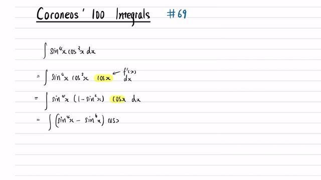 Coroneos' 100 Integrals: 069  ∫((sinx)^4*(cosx)^3).dx