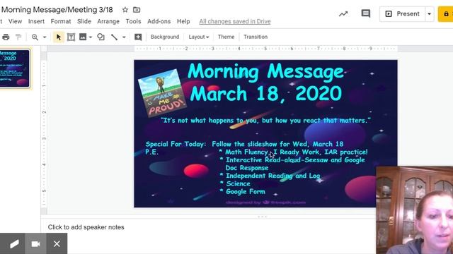 Weber Morning Message/Meeting 3/18 - Google Slides