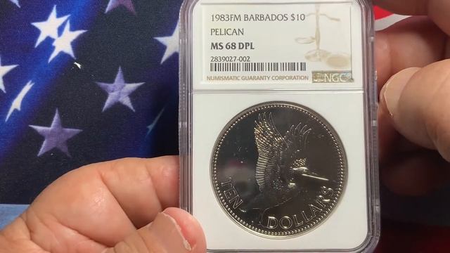 Rare World Coins Barbados 1983 Specimen 10 Dollars Rare low Mintage