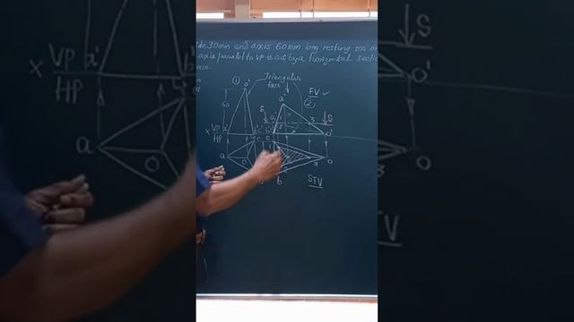 Section of Triangular Pyramid cut by horizontal section plane