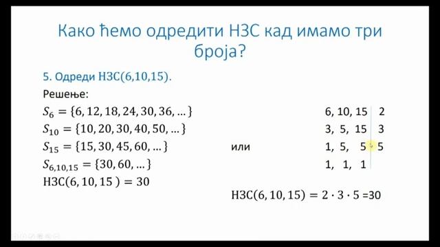 ОШ5 – Математика, 23: час: Најмањи заједнички садржилац (обрада)