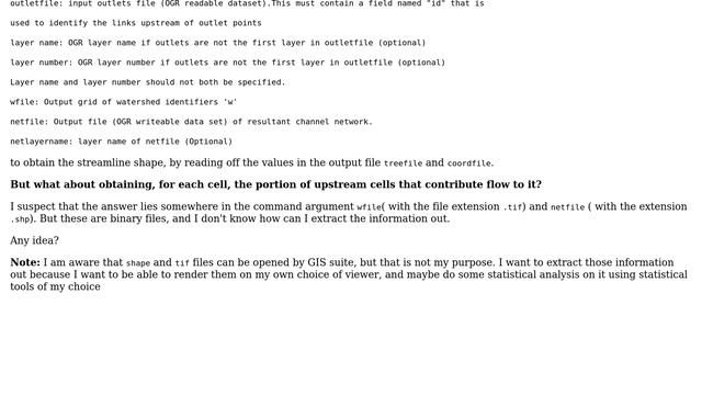 GIS: Obtaining the portion of upstream cell from taudem