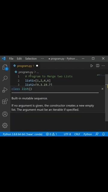 Python program to merge two lists