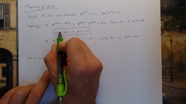 Properties of ln x