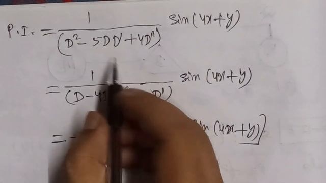 Solve:(D^2-5DD'+4D'^2)z=sin(4x+y).