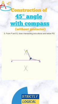 How to construct 45° using compass(without protractor) #geometry #strictlylogical #mathsshorts