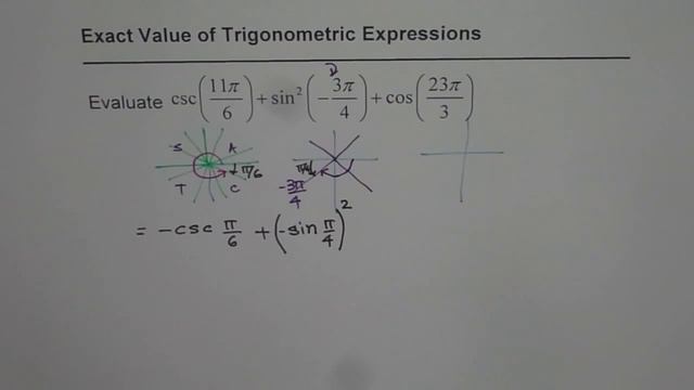 Evaluate Exact Value of Trigonometric Expression Coterminal Radian Angles