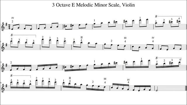 3 Octave E Melodic Minor Scale, Violin