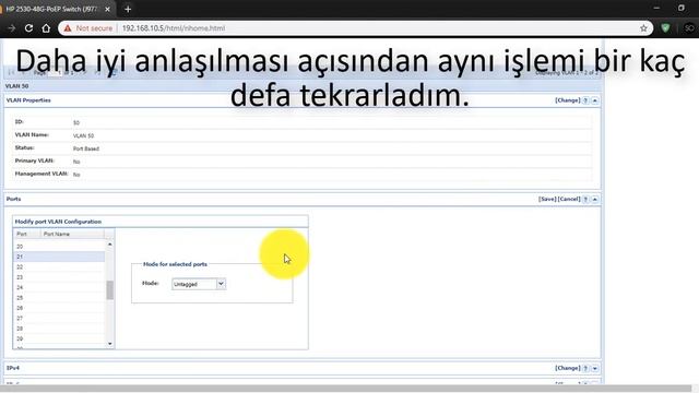 Aruba 2530 Switch Vlan Oluşturma ve Portları Vlana Ekleme (Untagged) İşlemi