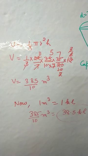 Find the capacity of a conical pit in kiloliters.