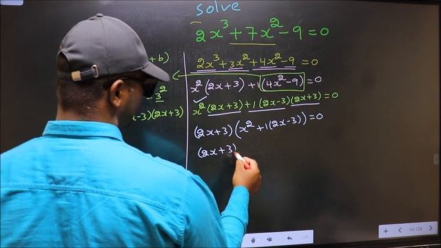Solve cubic equation   〖〖2x〗^3+7x〗^2-9=0