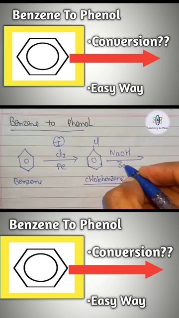 Conversion of Benzene to Phenol #chemistry #shorts #original #chemsitrykechuze