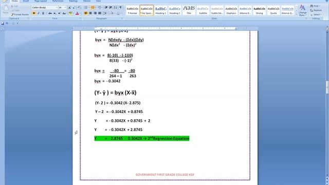 Regression Equations  Assumed Mean Method, Dr Kausar Unnisa