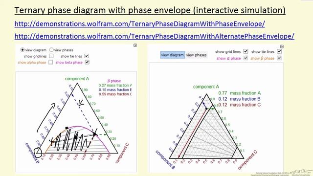 Ternary Phase Diagram with Phase Envelope (Interactive Simulation)