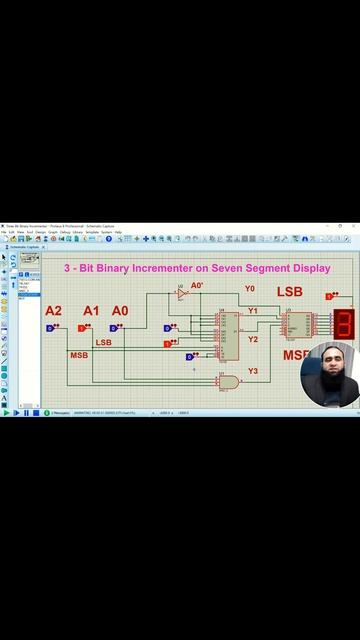 3 Bit Binary Incrementer on 7 Segment Digital Display