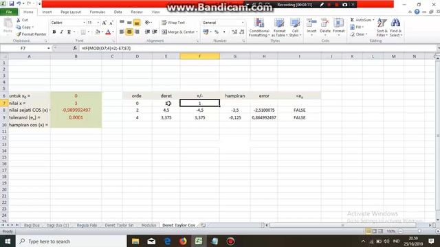 DERET TAYLOR COS(X) PADA MS.EXCEL BY MUHAMMAD ABDILLAH  #SitiRamadhani