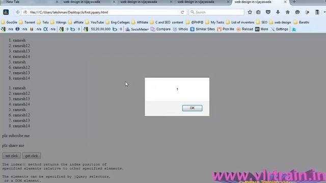 Index Method in JQuery Telugu | VLR Training Class 82