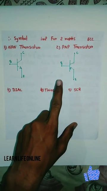 #shorts ECC | most imp symbol for 2 marks | NPN | PNP | Diac | Triac | SCR | GTU | diploma