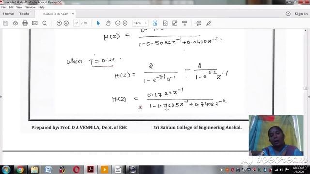 Lecture Video _17EE63_Module_3_ Problem On IIR Filter 01_D A Vennila