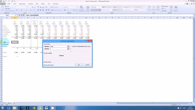 Excel: Sum if based on colour
