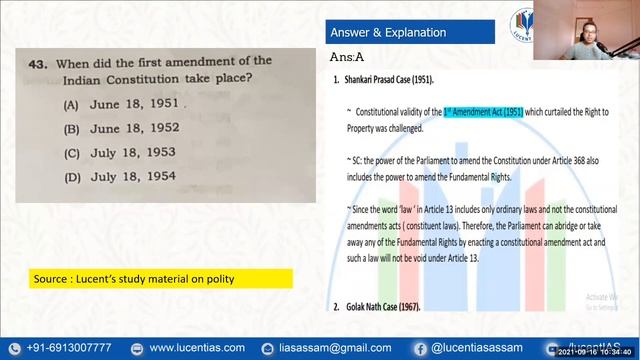 Answer Key Discussion of APSC Prelims 2020