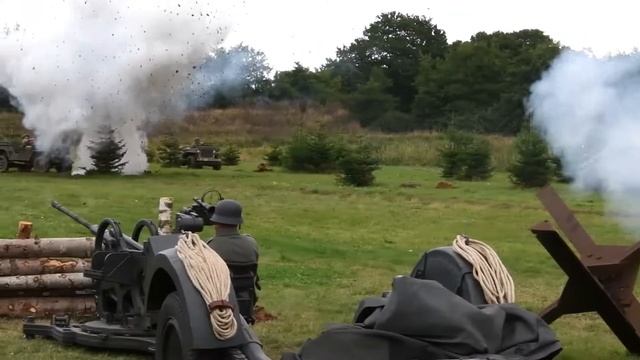 Bofors 37 mm anti-tank gun firing