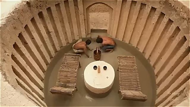 Строительство подземнои хижины с травянои крышеи